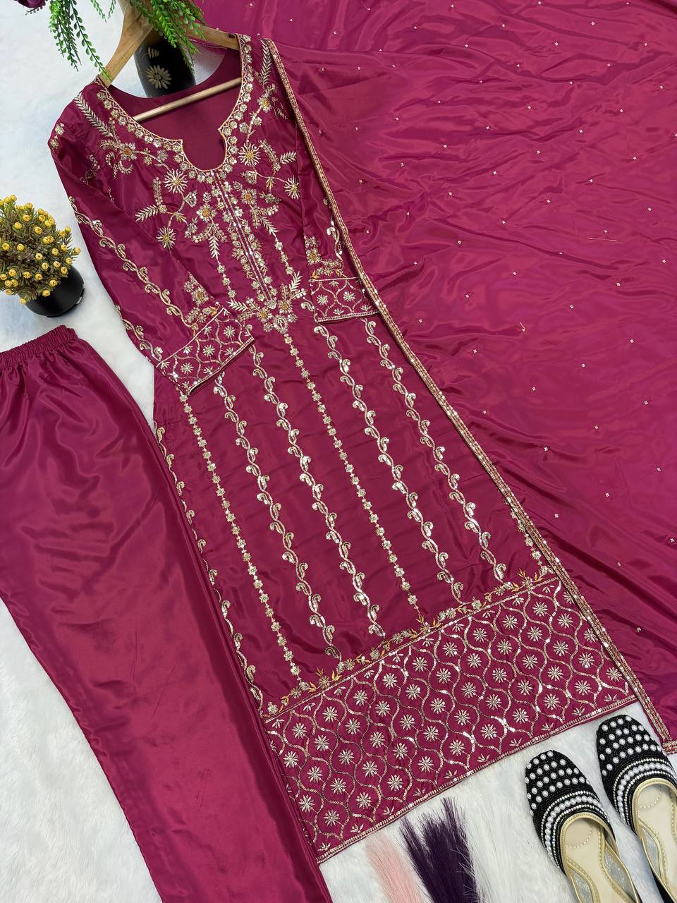 The Cinematic Plum Embroidered Suit